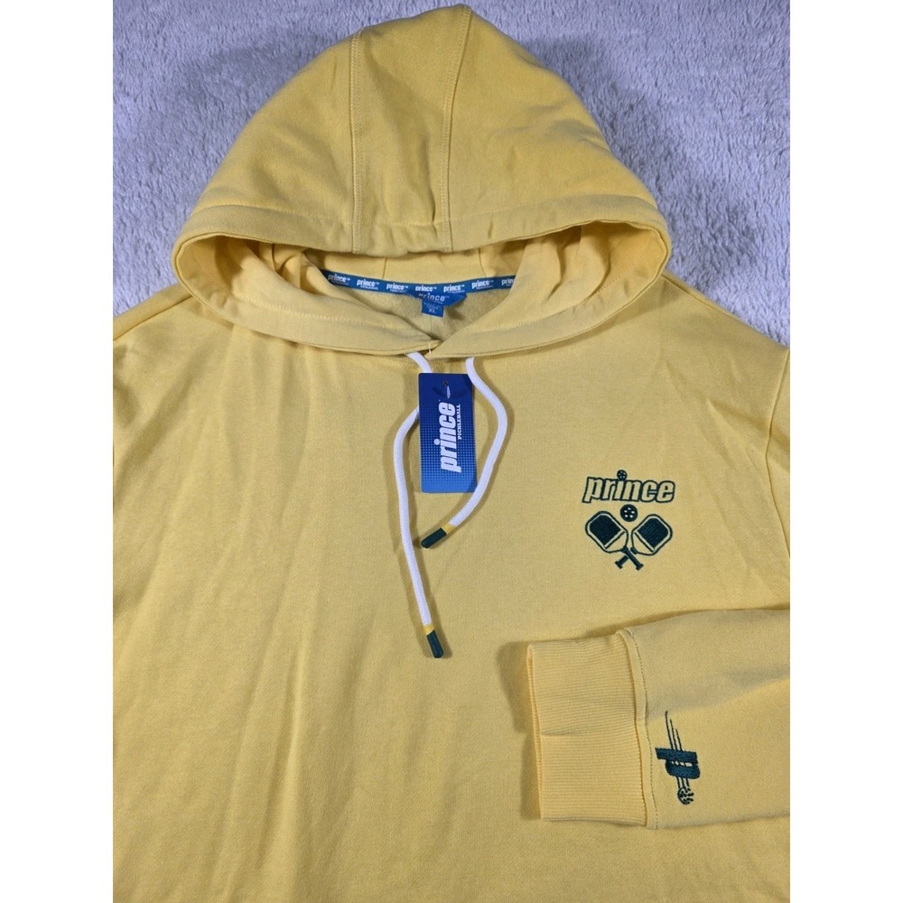 NWT‎ PRINCE PICKLEBALL Yellow XL Hoodie Fleece Sweatshirt XL Embroidered Logo